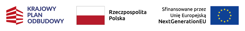 Logotypy Krajowy Plan Odbudowy, Rzeczpospolita Polska, Sfinansowane przez Unię Europejską Next Generation EU