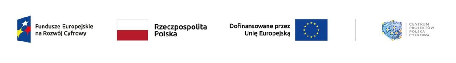 Logotypy Fundusze Europejskie, Rzeczpospolita Polska, Unia Europejska, Centrum Projekt&oacute;w Cyfrowa Polska